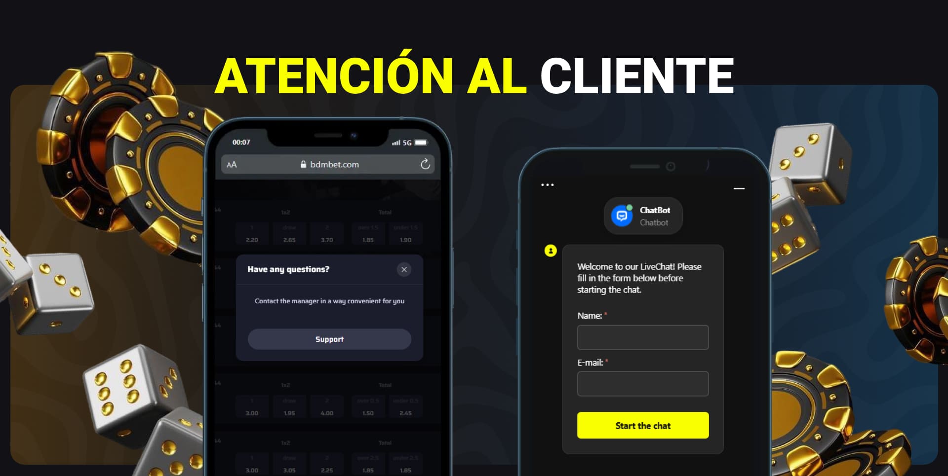 Plataforma de atención al cliente de la aplicación móvil del Casino BDMbet España para resolver diversas situaciones difíciles